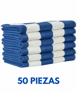Paquete 50 toallas listadas azul con blanco 170 X 90 700 grms Marca La josefina