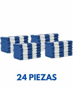 Paquete 24 Toallas de Alberca listadas azul con blanco 170cm x 90cm con 700 grms Marca La josefina