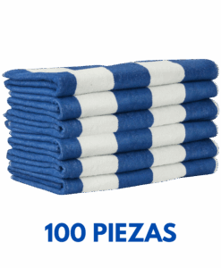 Paquete 100 toallas listadas azul con blanco 170 X 90 700 grms Marca La josefina
