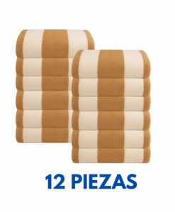 Toallas de Alberca Listada beige/paja 170cm X 90cm peso 700 grms Marca La Josefina (Paquete 12 Piezas)