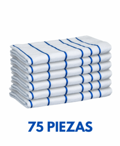 Toallas de baño listadas Fina Azul Ligera 1.68cm x 80cm con 680 gramos Marca Cottonella (Paquete 75 Piezas)