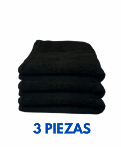 Toalla Facial Negra 30X30 50 gramos Marca Toalla Hotel (3 Piezas)
