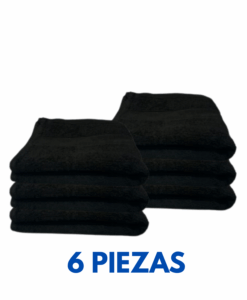 Toalla Facial Negra 30X30 50 gramos Marca Toalla Hotel (6 Piezas)