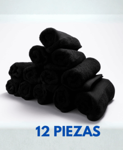 Toalla Facial Negra 30X30 50 gramos Marca Toalla Hotel (12 Piezas)