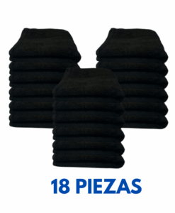 Toalla Facial Negra 30X30 50 gramos Marca Toalla Hotel (18 Piezas)