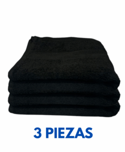 Toallas de Manos Color Negro 40cm x 70cm con 150 gramos Marca Toalla Hotel (Paquete 3 Piezas)
