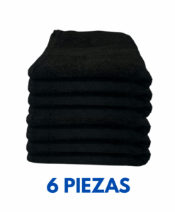 Toallas de Manos Color Negro 40cm x 70cm con 150 gramos Marca Toalla Hotel (Paquete 6 Piezas)