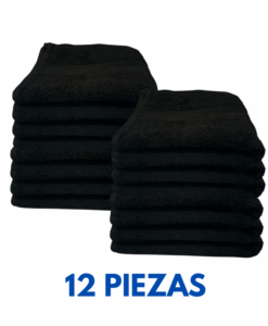 Toallas de Manos Color Negro 40cm x 70cm con 150 gramos Marca Toalla Hotel (Paquete 12 Piezas)