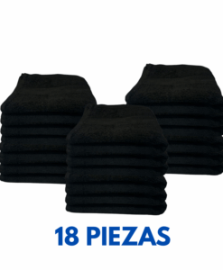 Toallas de Manos Color Negro 40cm x 70cm con 150 gramos Marca Toalla Hotel (Paquete 18 Piezas)
