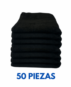 Toallas de Manos Color Negro 40cm x 70cm con 150 gramos Marca Toalla Hotel (Paquete 50 Piezas)