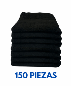 Toallas de Manos Color Negro 40cm x 70cm con 150 gramos Marca Toalla Hotel (Paquete 150 Piezas)