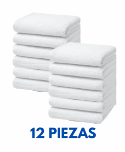 Toallas medio Baño Hotelera 1.20cm x 60cm con 300 gramos Marca Cottonella (Paquete 12 Piezas)