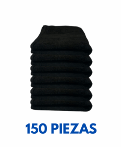 Toalla Facial Negra 30X30 50 gramos Marca Toalla Hotel (150 Piezas)